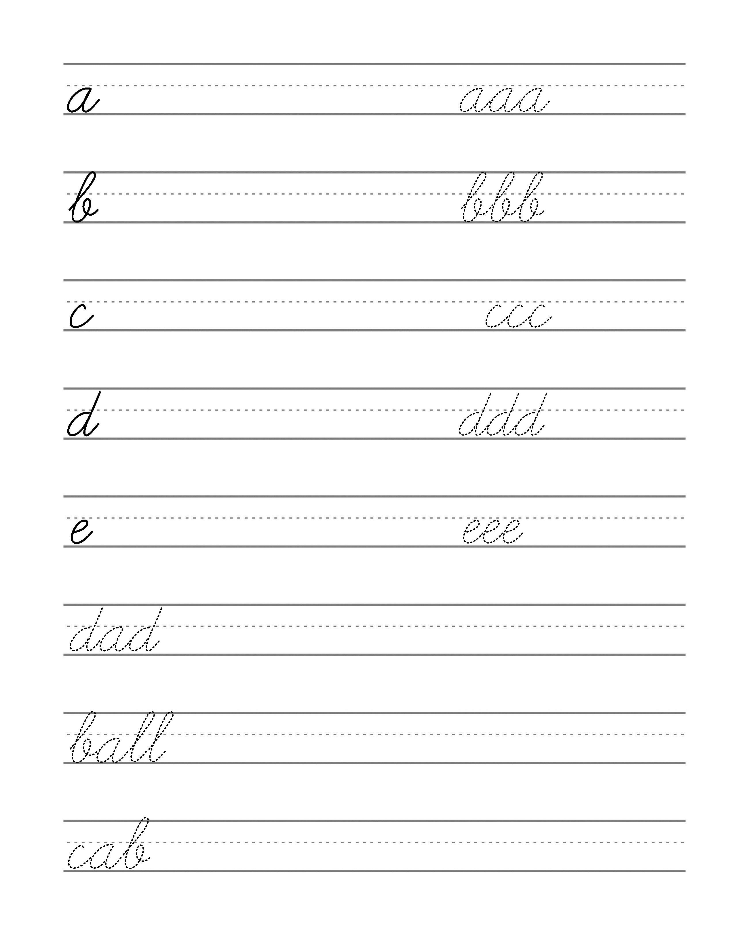 Free Beginning Cursive Writing Template Part 1 Cursive Writing