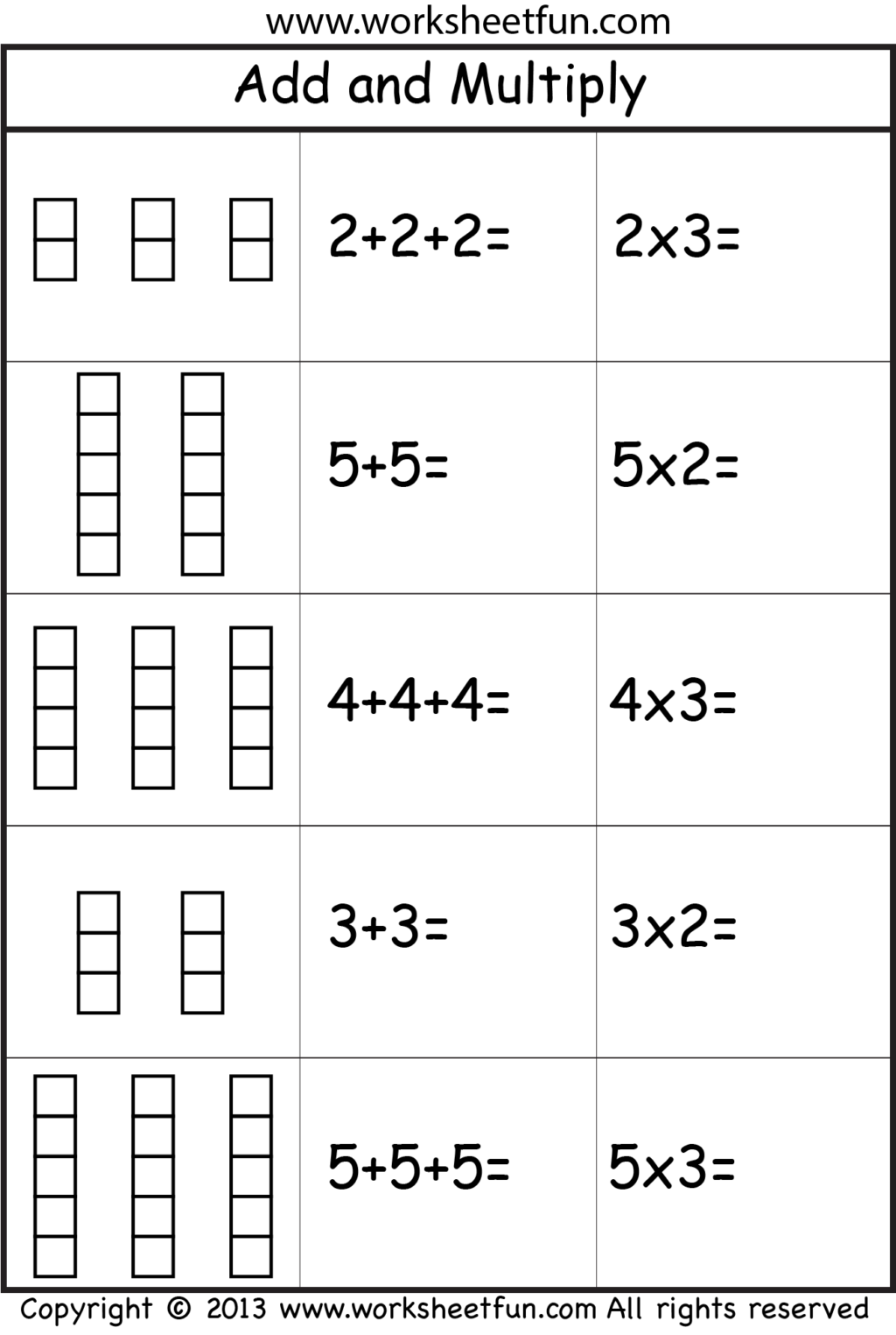 Free Beginning Multiplication Worksheets