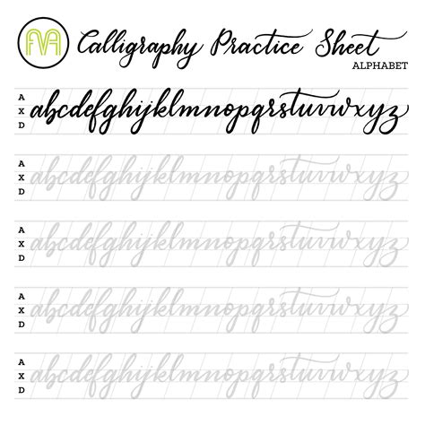 Free Calligraphy Alphabet Practice Sheets