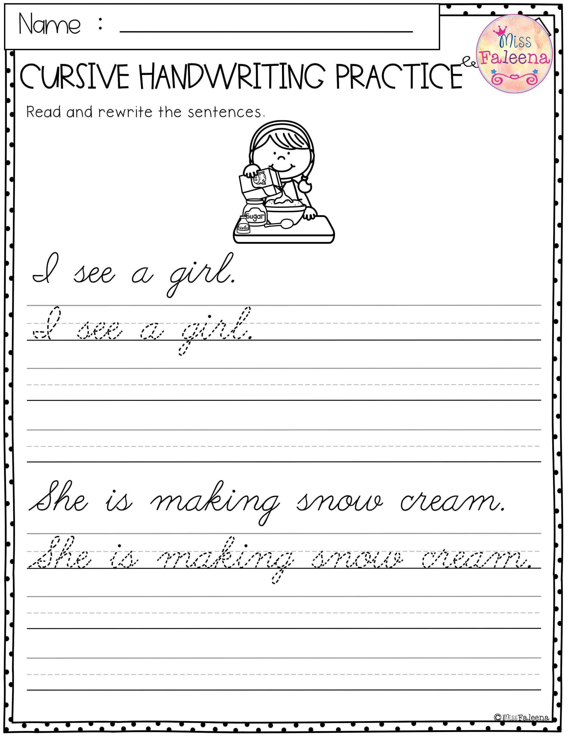 Free Cursive Handwriting Worksheets Worksheets Library