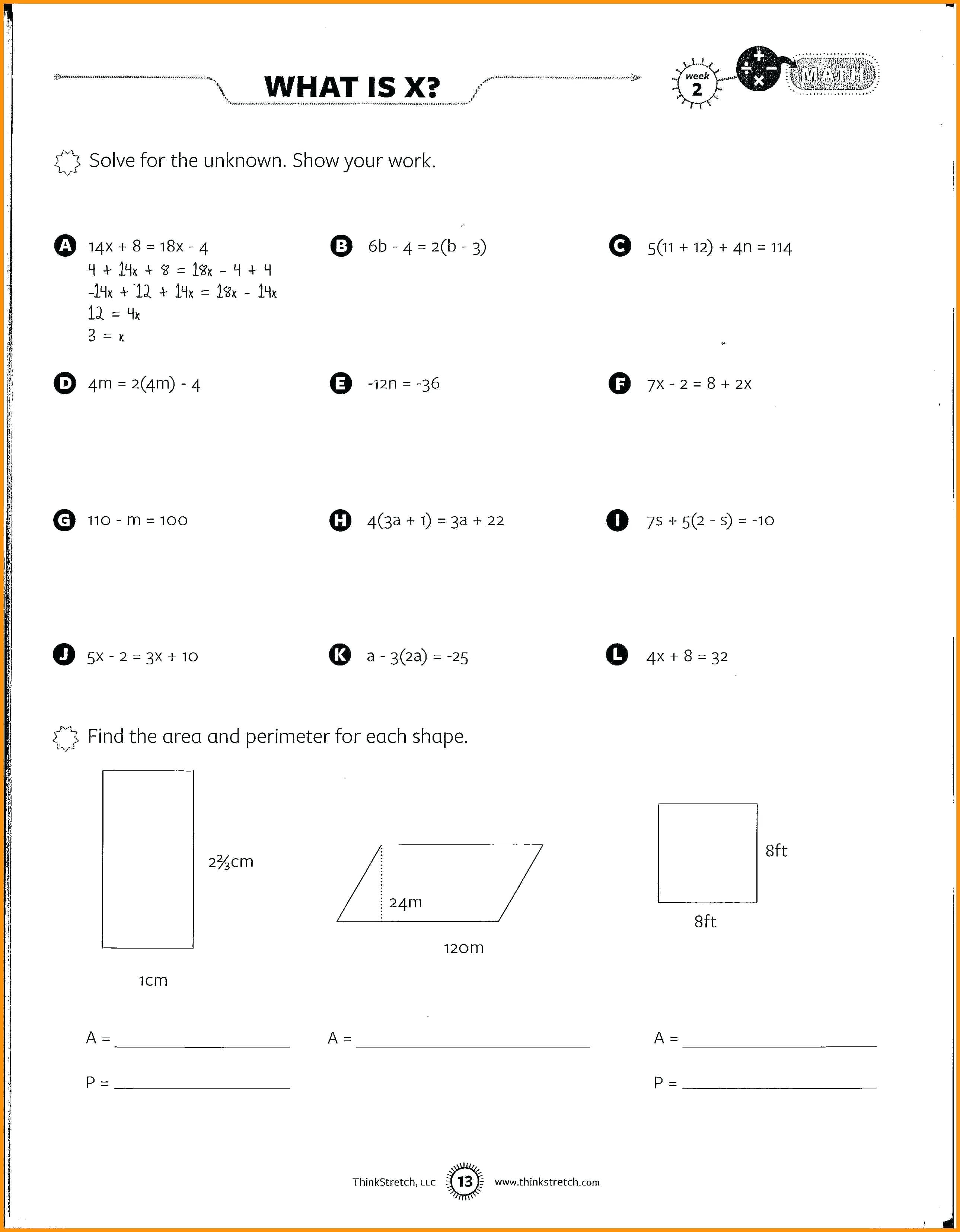 Free Eighth Grade Math Worksheets On Algebra