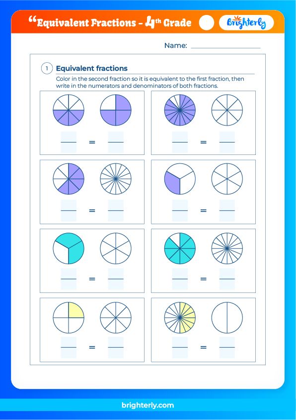 Free Equivalent Fractions Worksheet 4Th Grade Math At Brighterly