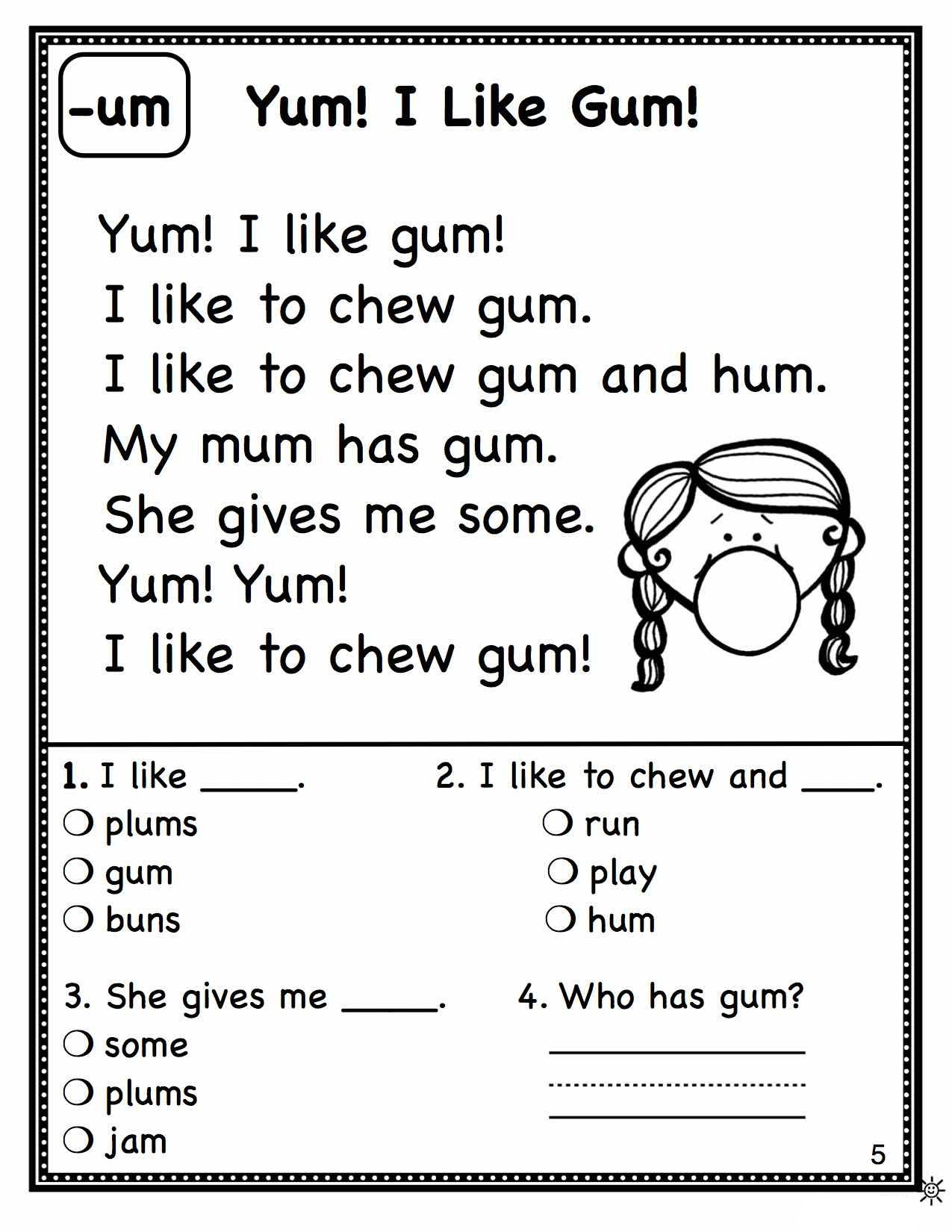 Free First Grade Reading Worksheets