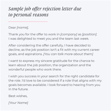 Free How To Politely Turn Down A Job Offer 8 Samples