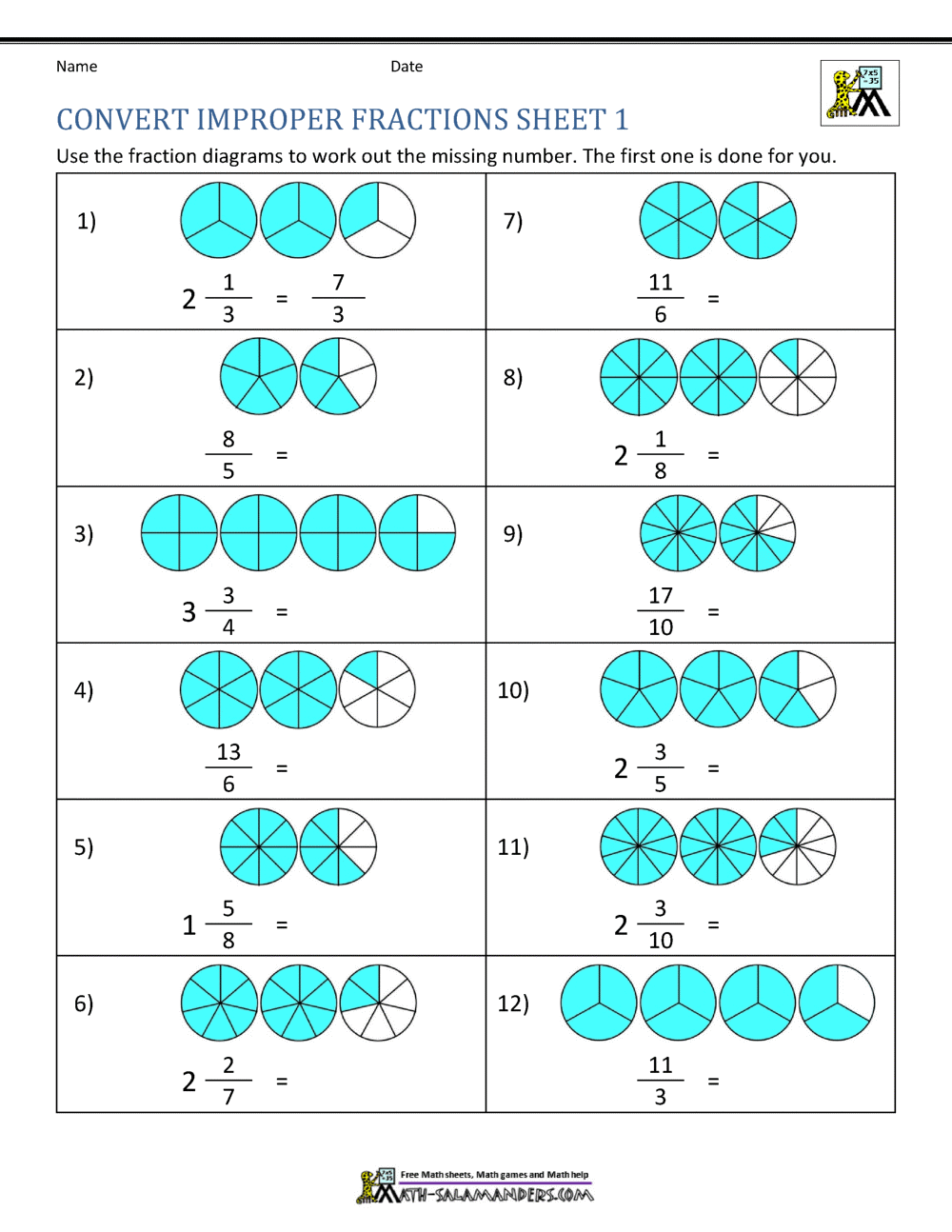 Free Improper Fractions Worksheets For Kids Pdfs Brighterly