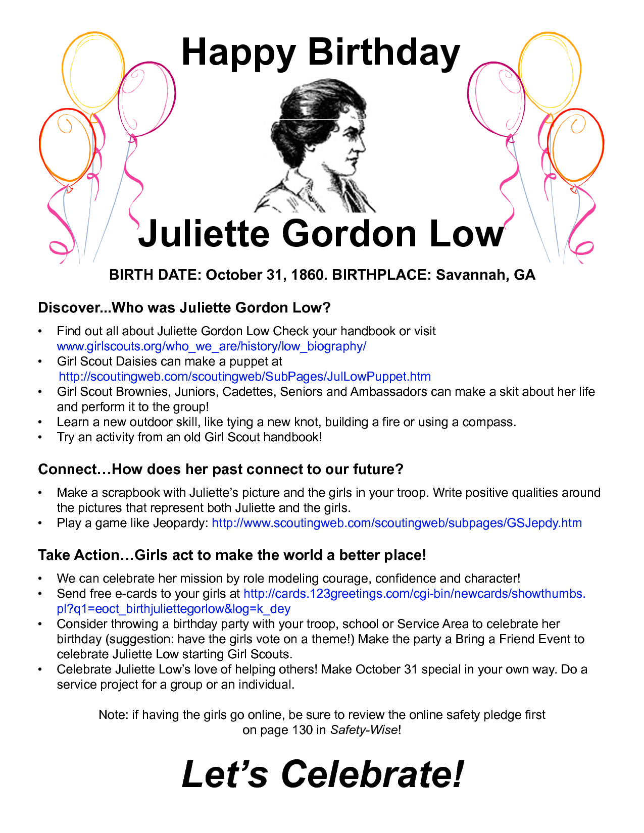 Free Juliette Gordon Low Worksheets Printable Word Searches