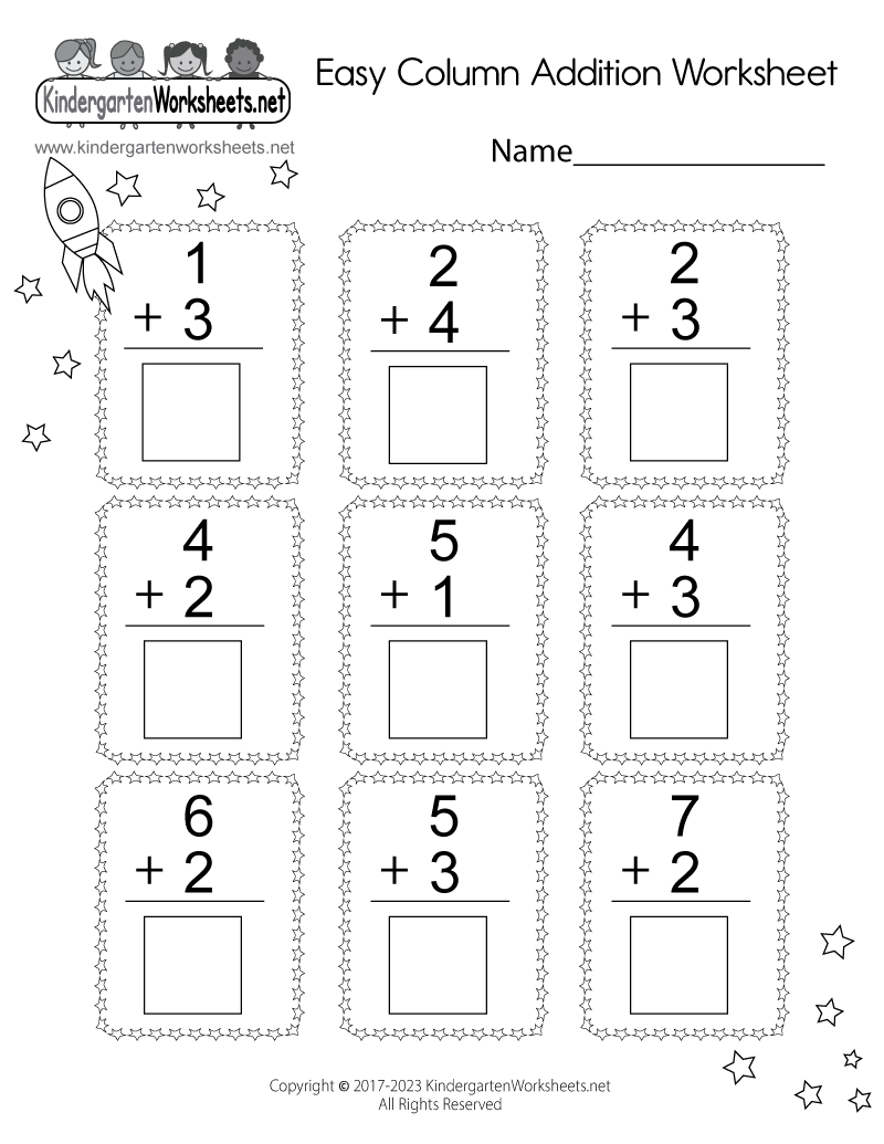 Free Kindergarten Addition Worksheet 7 About Preschool