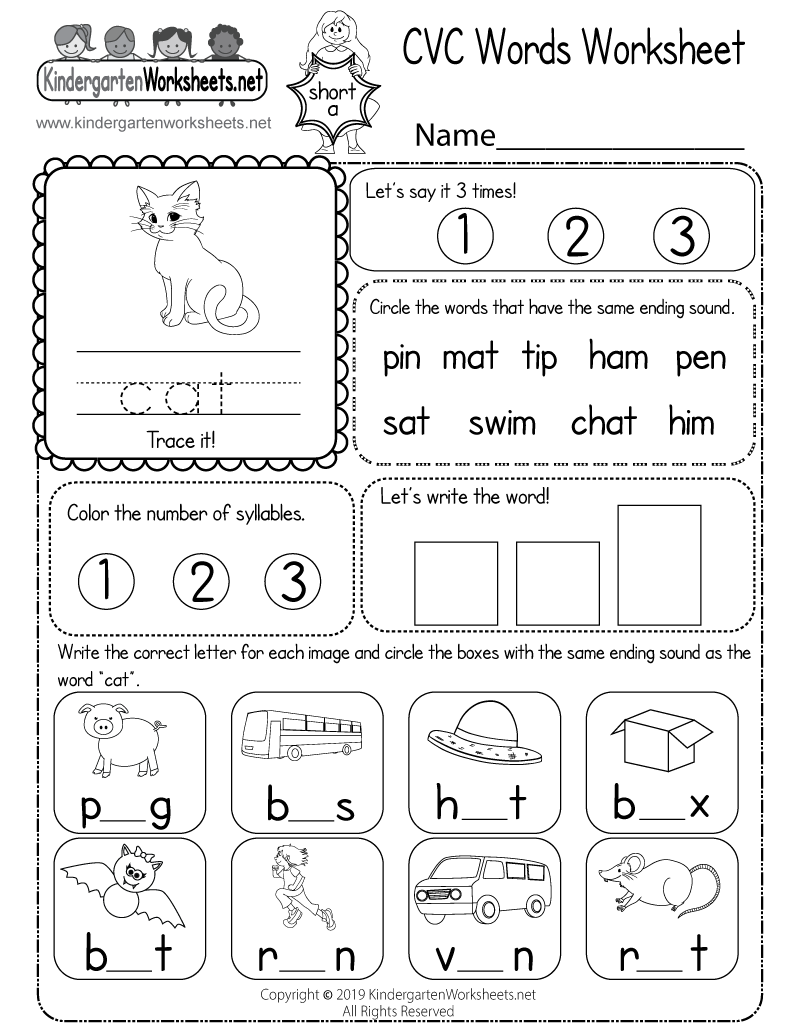 Free Kindergarten Cvc Words Worksheet Free4classrooms Artofit