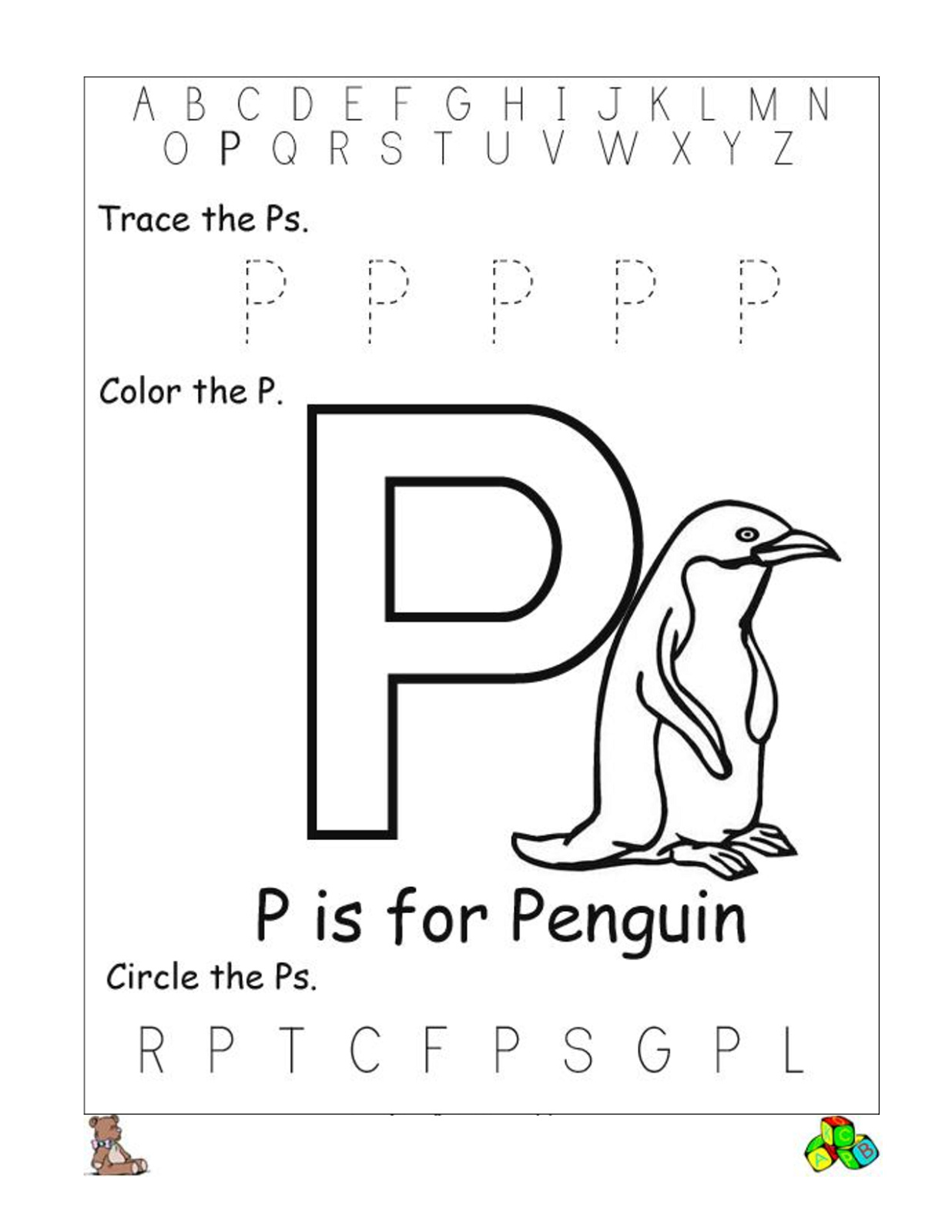 Free Letter P Worksheets For Preschool Kindergarten Kids Activities