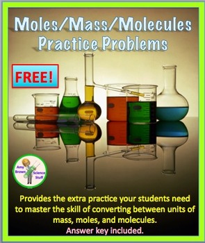 Free Mole Practice Worksheet Converting Between Mass Moles And Molecules