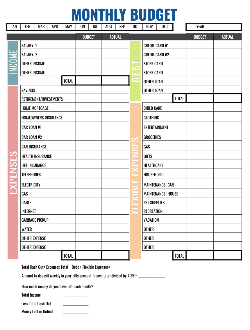 Free Monthly Budget Worksheet Printable Free Printable Worksheet