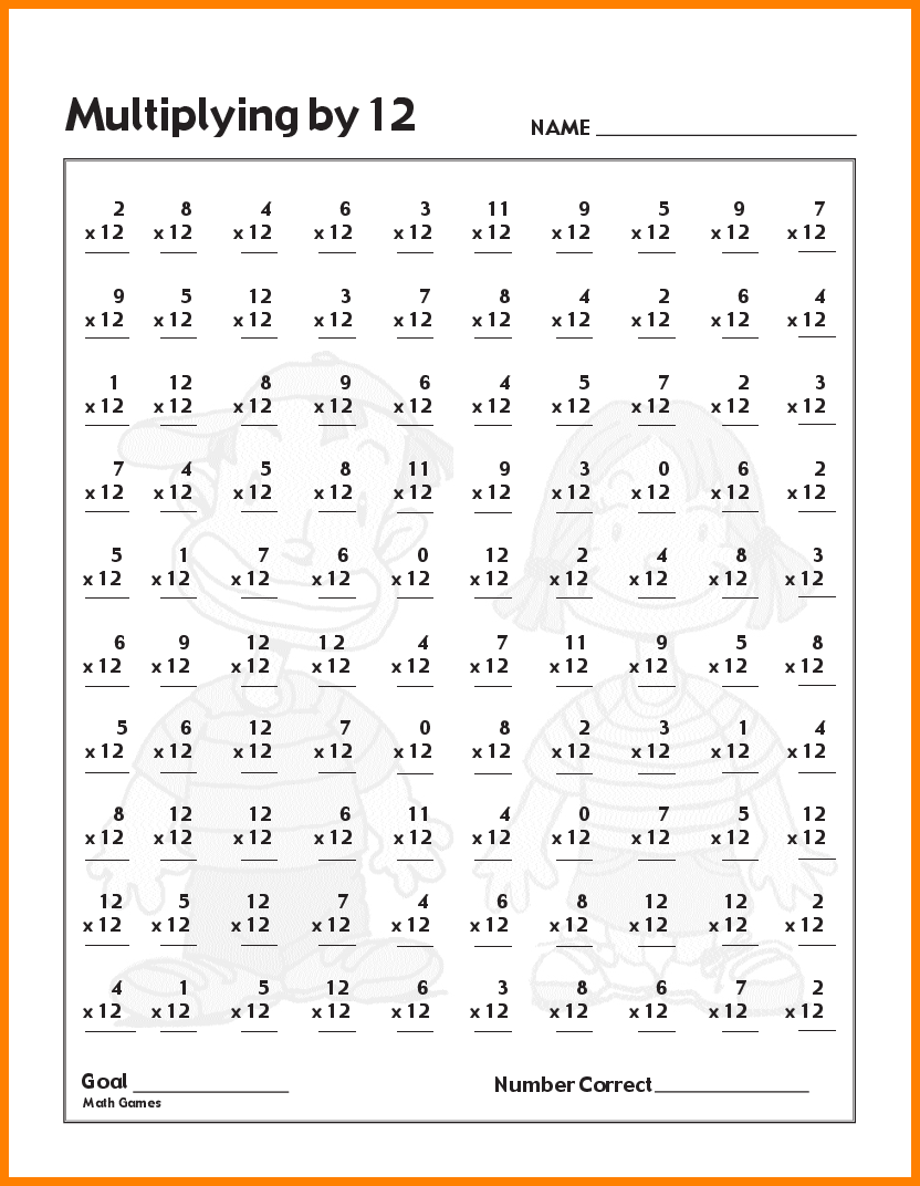 Free Multiplication Worksheets 0 12