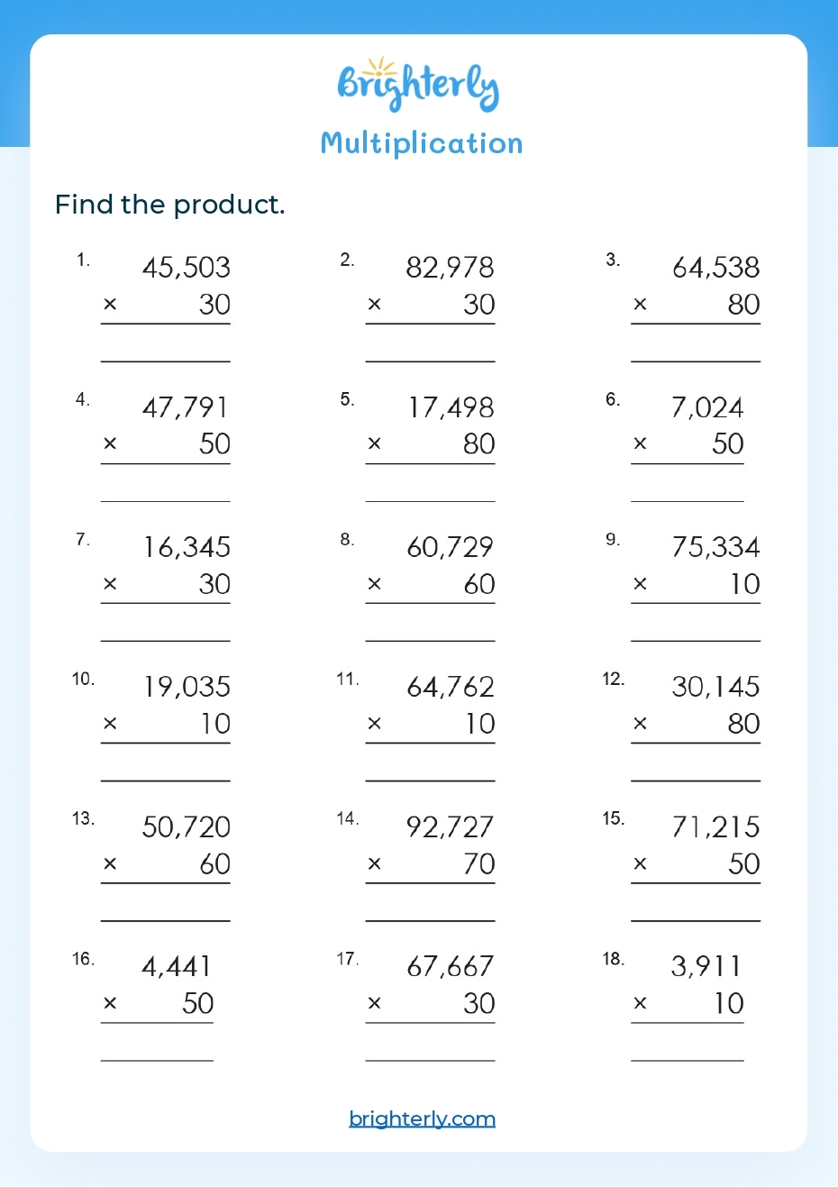 5 Fun Multiplication Worksheets for Grade 5 Kids