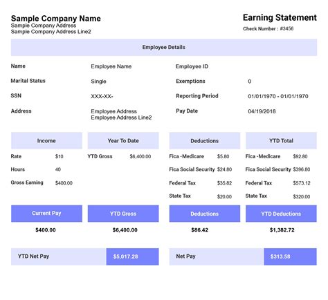 Free Pay Stub Template With Calculator No Watermark Download Sample