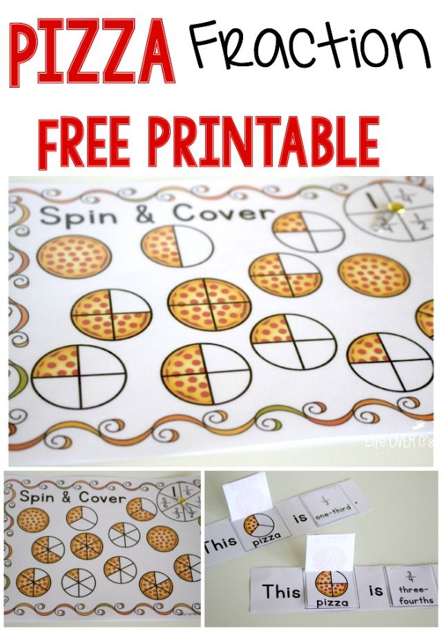 Free Pizza Fraction Printable Activities Equivalent Fractions