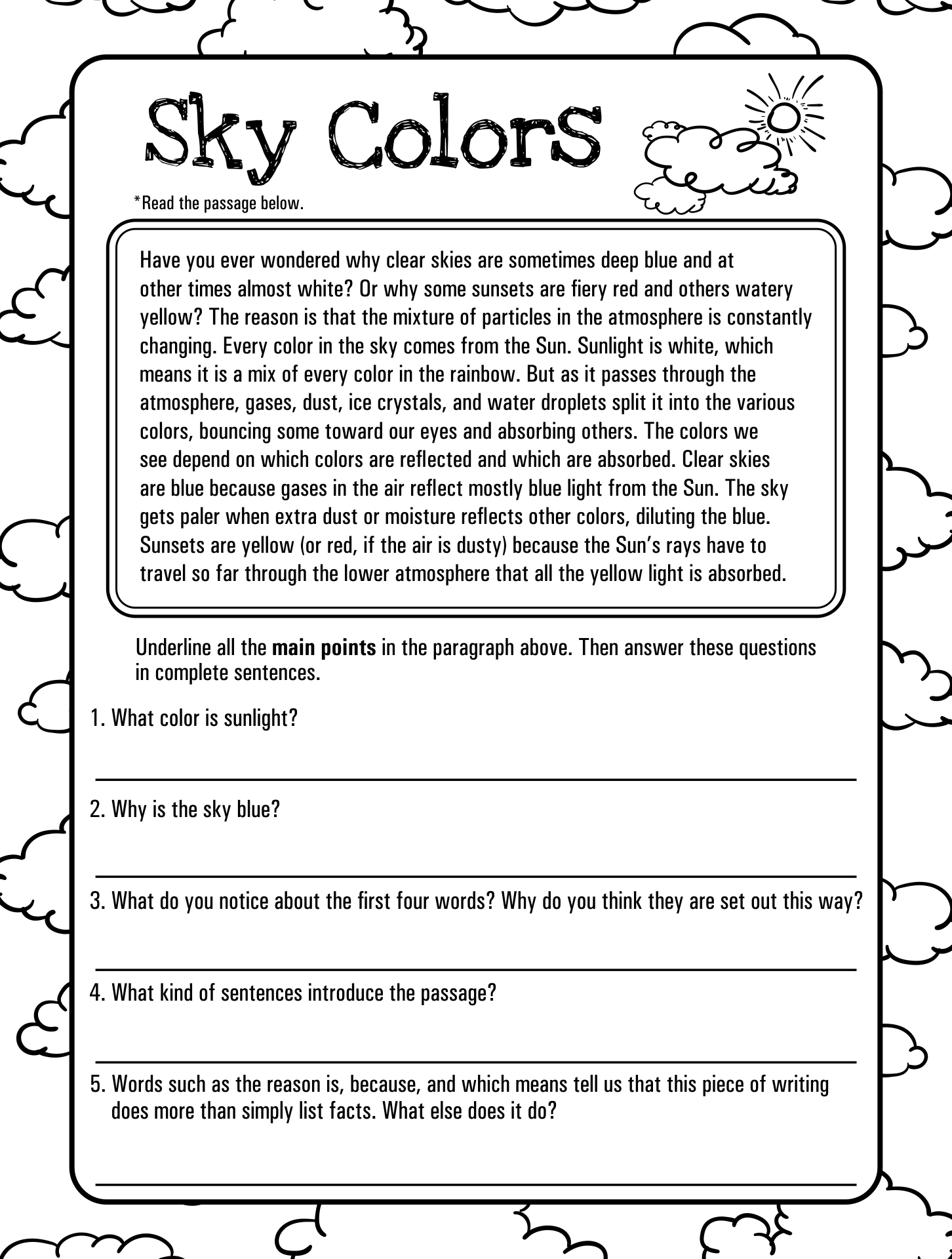 Free Printable 4Th Grade Reading Worksheets Free Printable A To Z