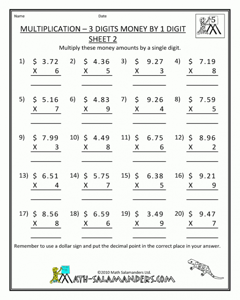 Free Printable 7Th Grade Math Worksheets With Answer Key Math