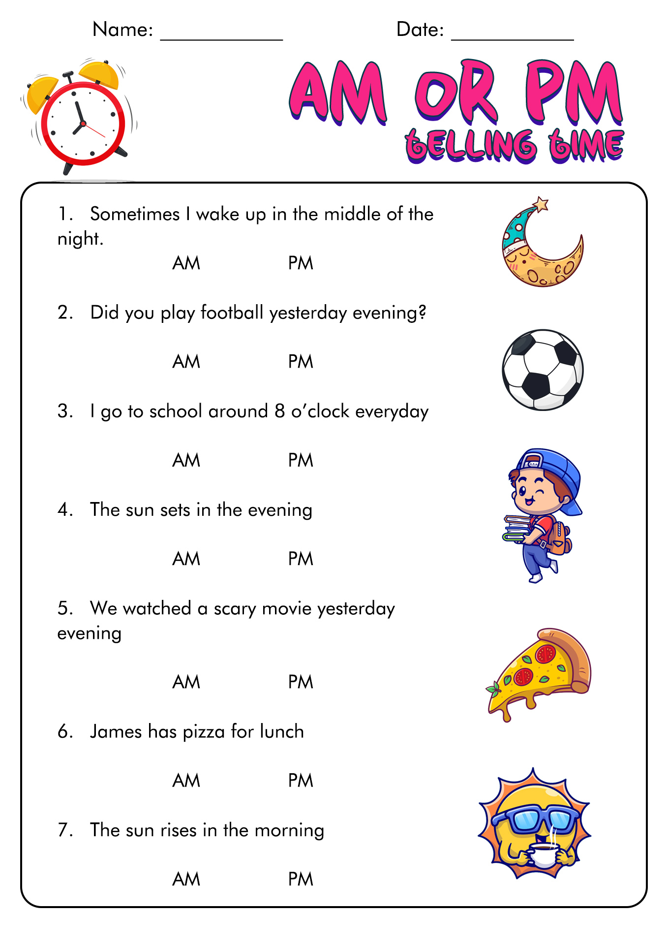 Free Printable Am Pm Worksheet Time Worksheets Math Lesson Plans Teaching Math