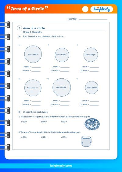 Free Printable Area Of A Circle Worksheets Pdfs Brighterly