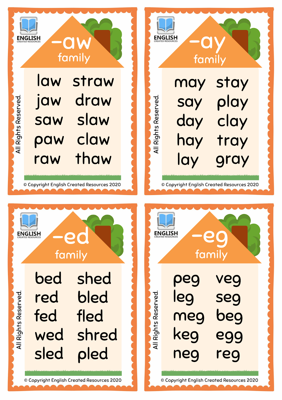 Free Printable At Word Family Worksheets