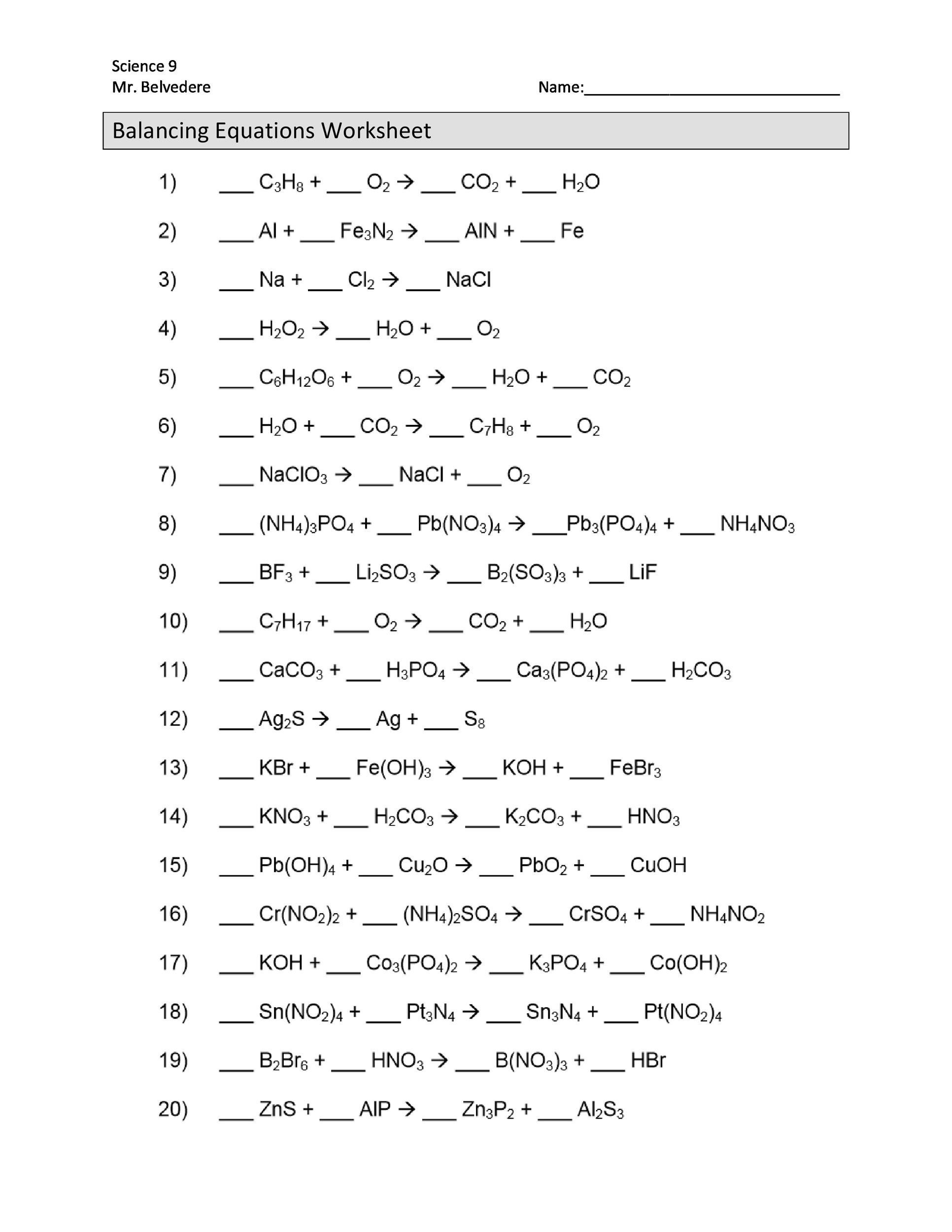 Free Printable Balancing Nuclear Equations Worksheets