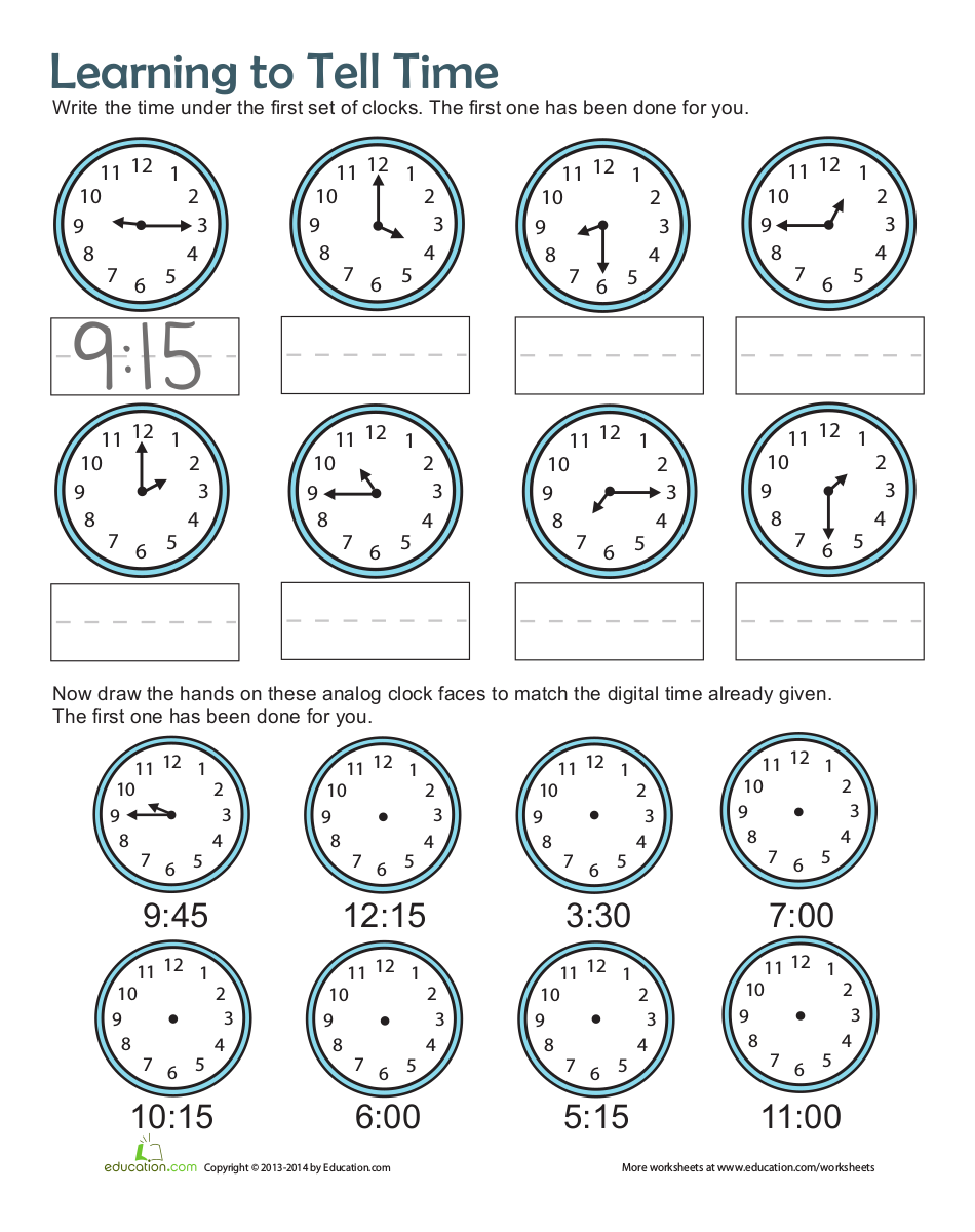 Free Printable Clock Worksheets For 3Rd Grade