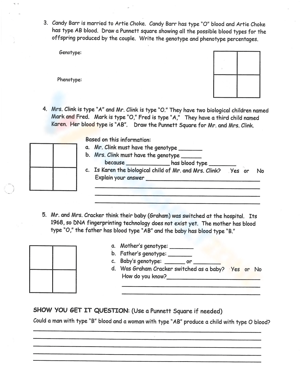 Free Printable Codominance Worksheet Blood Types Worksheets Library