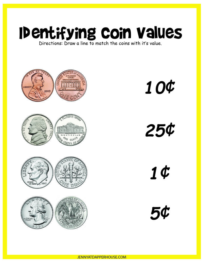 Free Printable Coins For Kindergarten