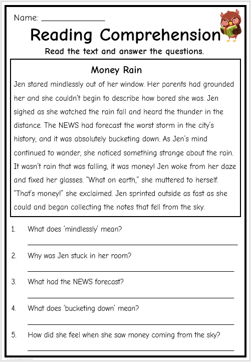 Free Printable Comprehension Worksheet For Grade 3 Worksheet Resume