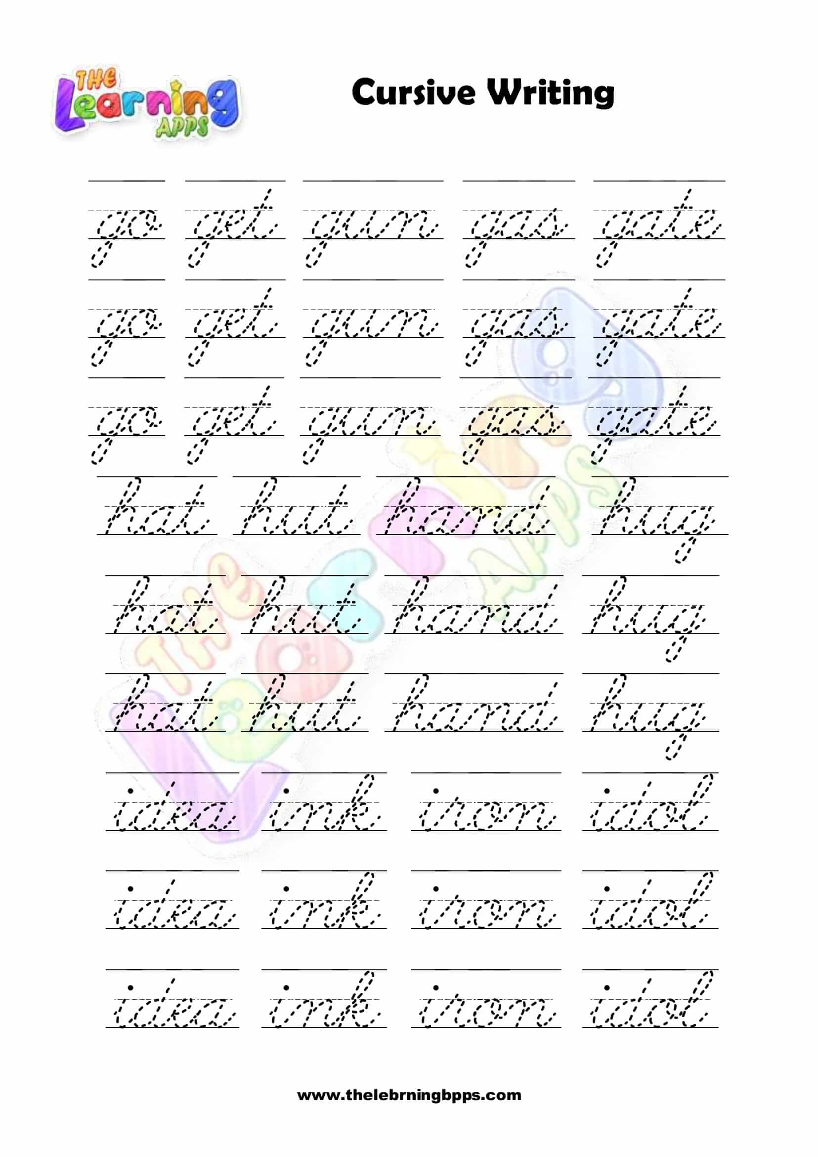 Free Printable Cursive Words Writing Grade 2 Worksheets 06