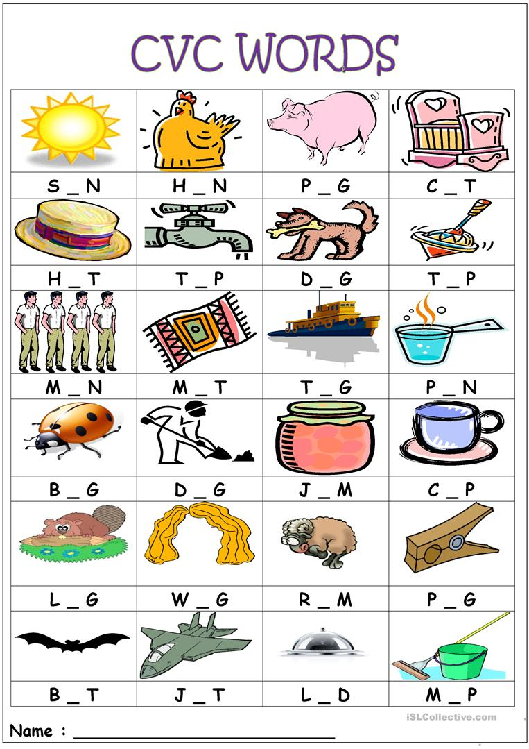 Free Printable Cvc Worksheets