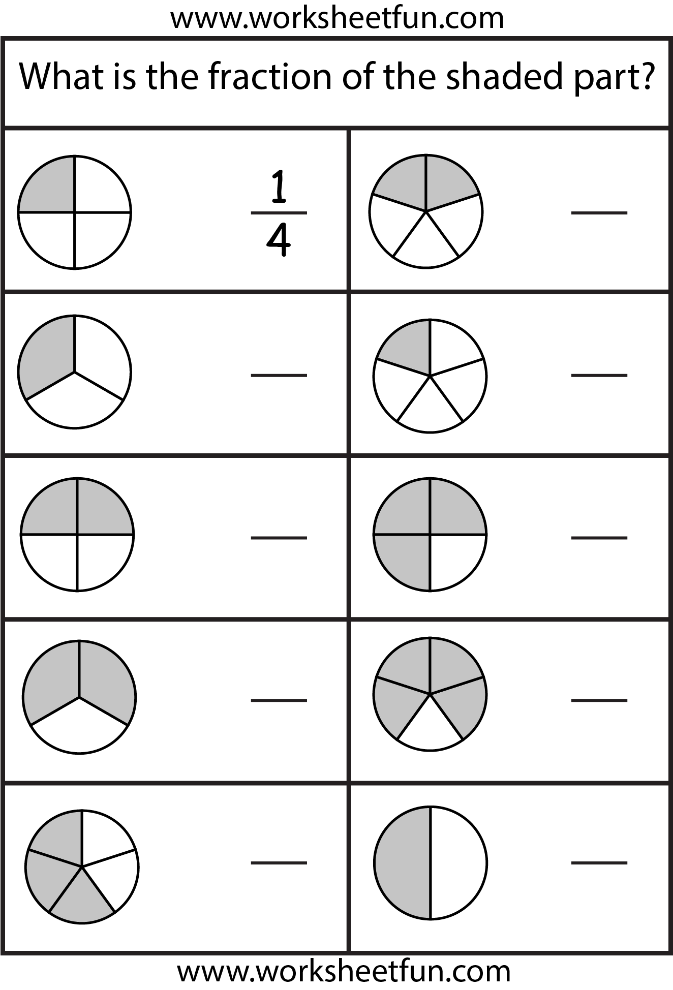 Free Printable Fraction Worksheets For Grade 3 To 6 Pdf