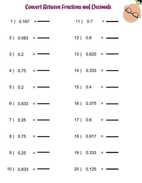 Free Printable Fractions To Decimals Worksheets Pdf Brighterly Com