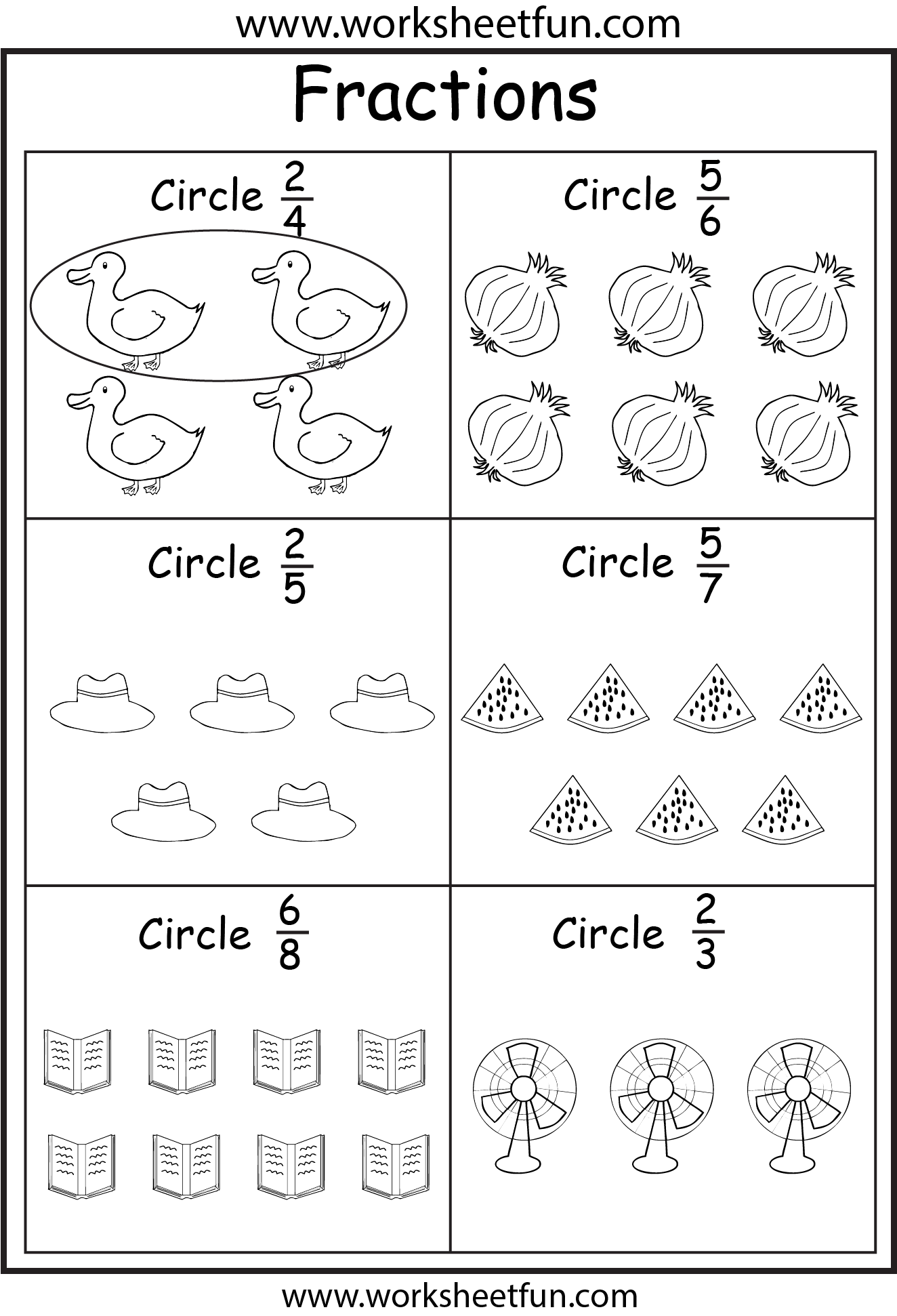 Free Printable Fractions Worksheets