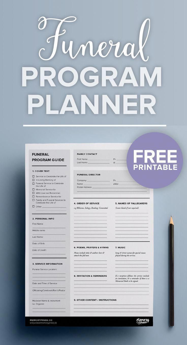 Free Printable Funeral Planning Guide