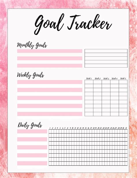 Free Printable Goal Tracking Sheet