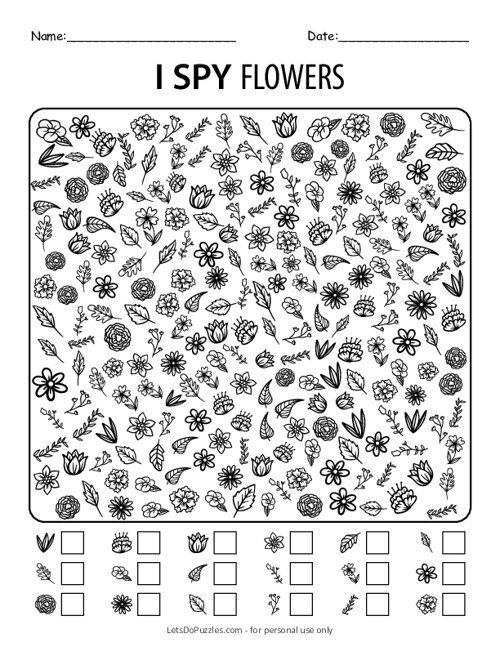 Free Printable I Spy Flowers Activity Business For Kids Activities