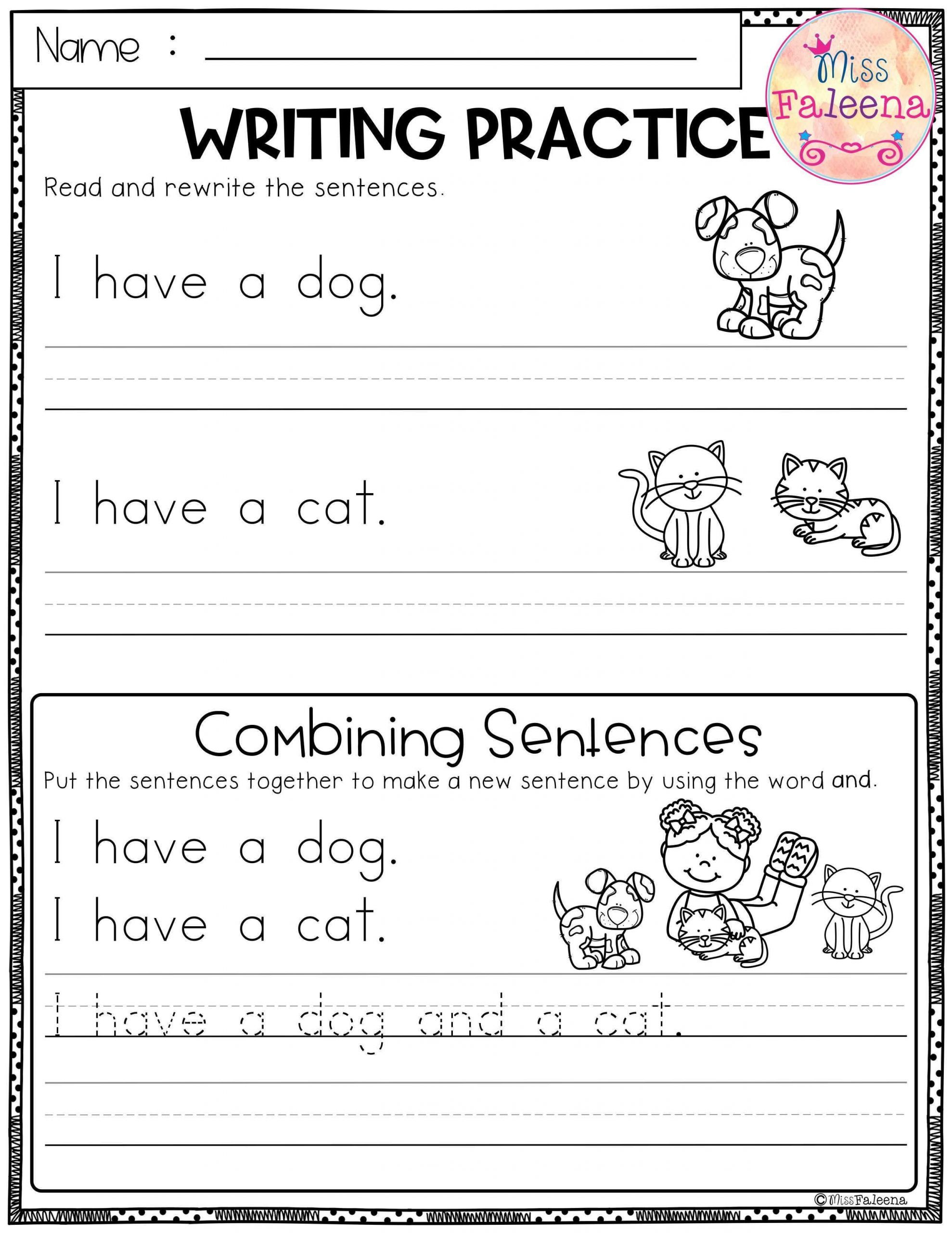 Free Printable Kindergarten Sentence Writing