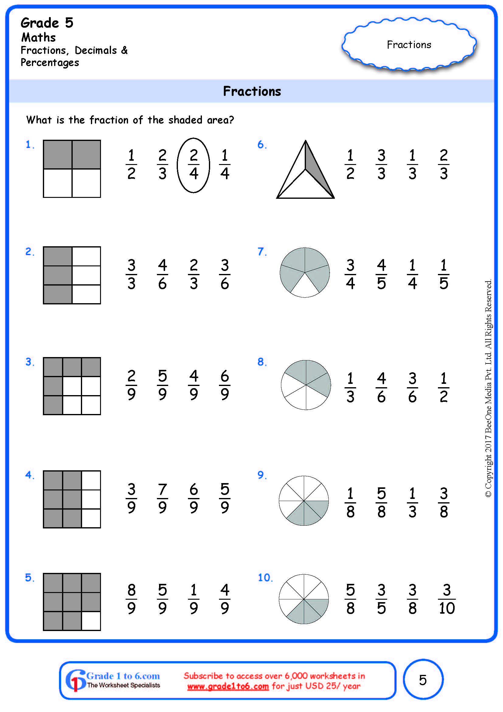 Free Printable Learning Fractions Worksheet For Fourth Grade Grade 4 Fractions Worksheets Free