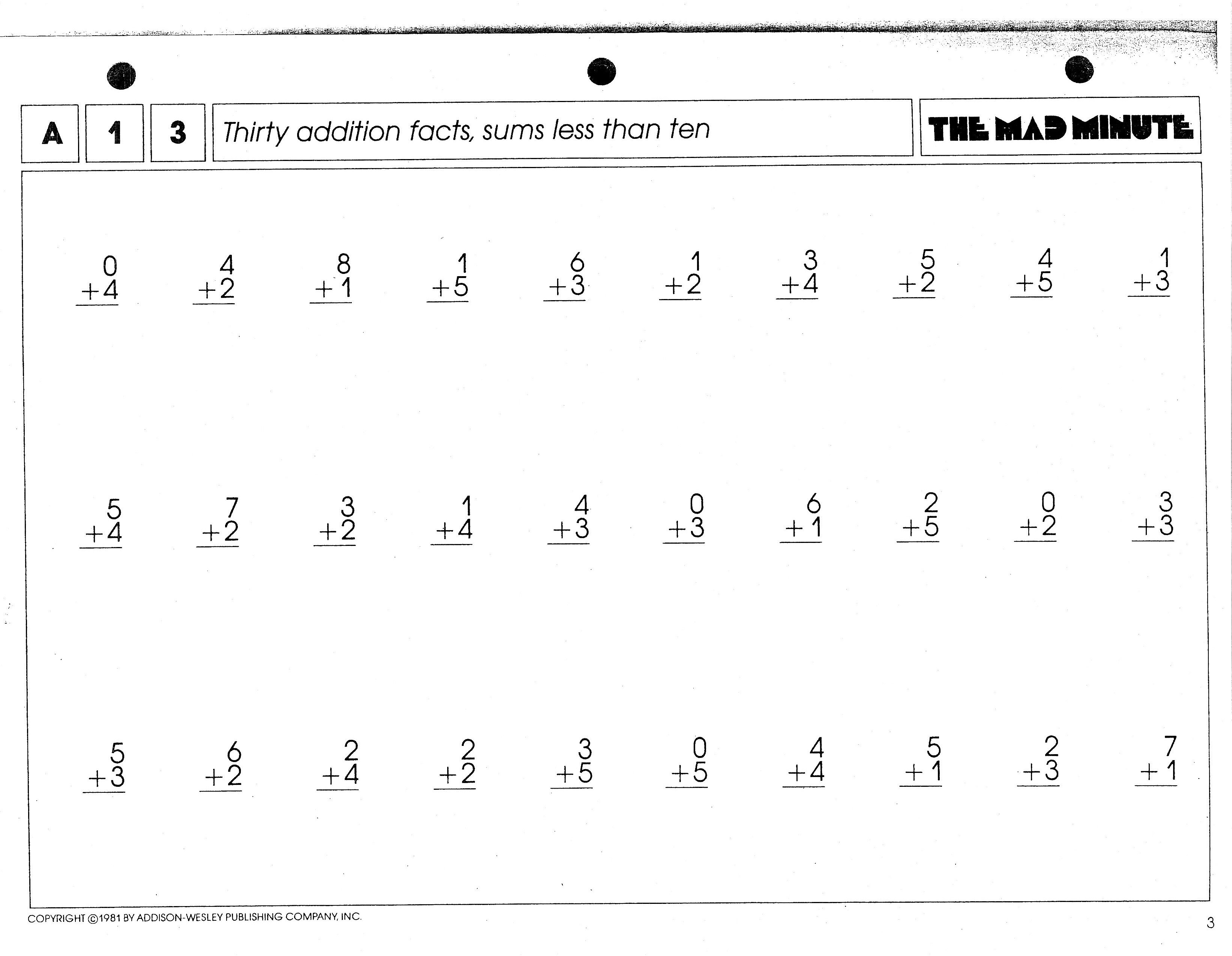 Free Printable Mad Minutes Math Worksheets Worksheets Library