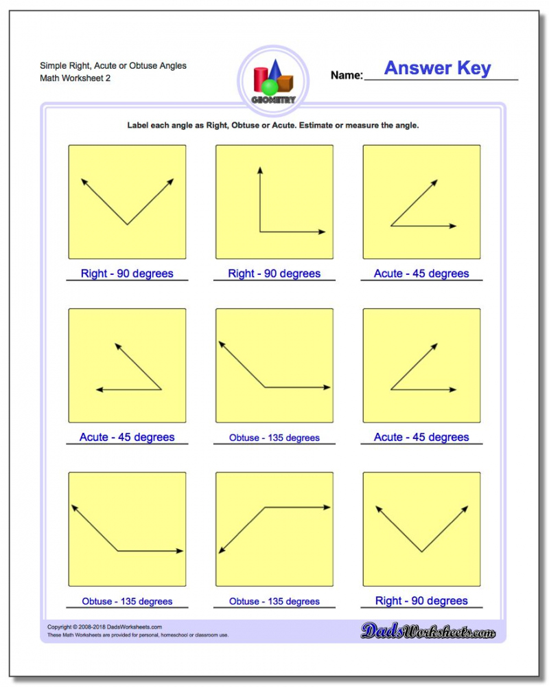 Free Printable Math Worksheets For 4Th Grade Angles Math Worksheets Printable