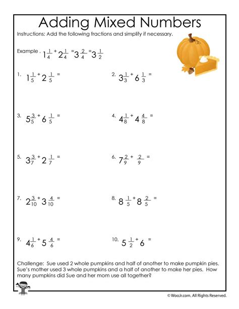 Free Printable Mixed Number Worksheets