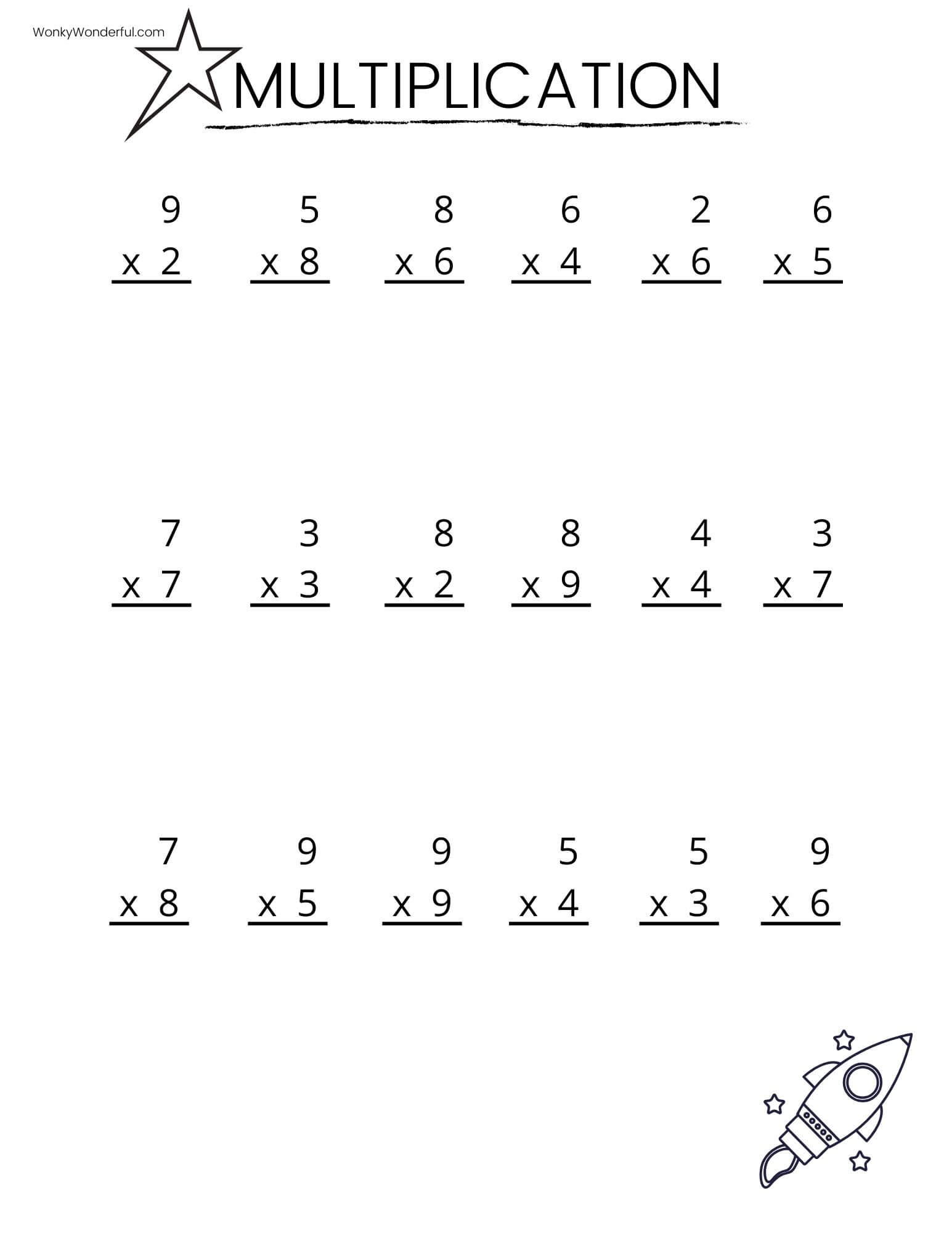 Free Printable Multiplication Worksheets Wonkywonderful Kindergarten