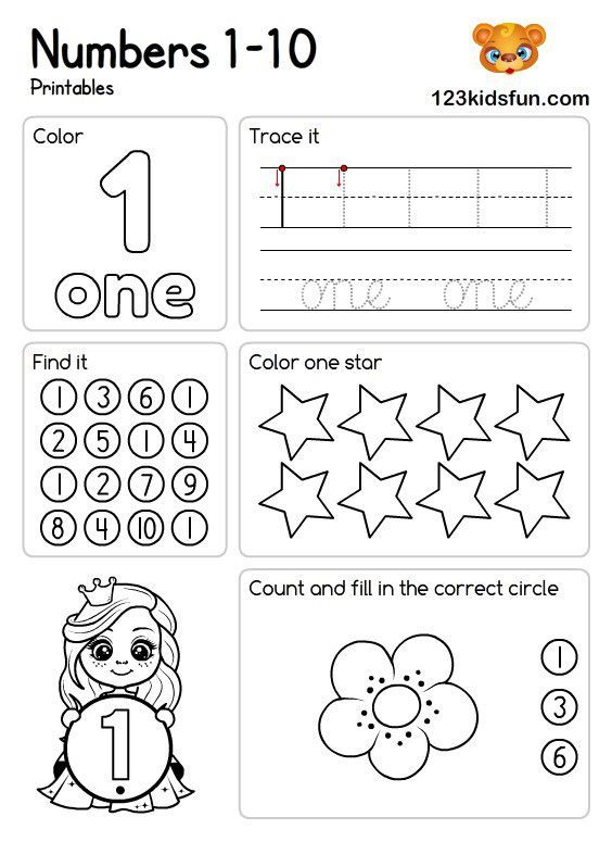 Free Printable Number Worksheets 1 10 For Preschool Amp Kindergarten Kids 123 Kids Fun Apps