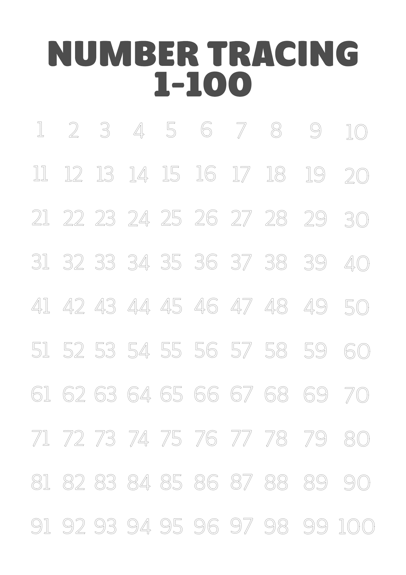 Free Printable Number Worksheets 1 100 Free Printable