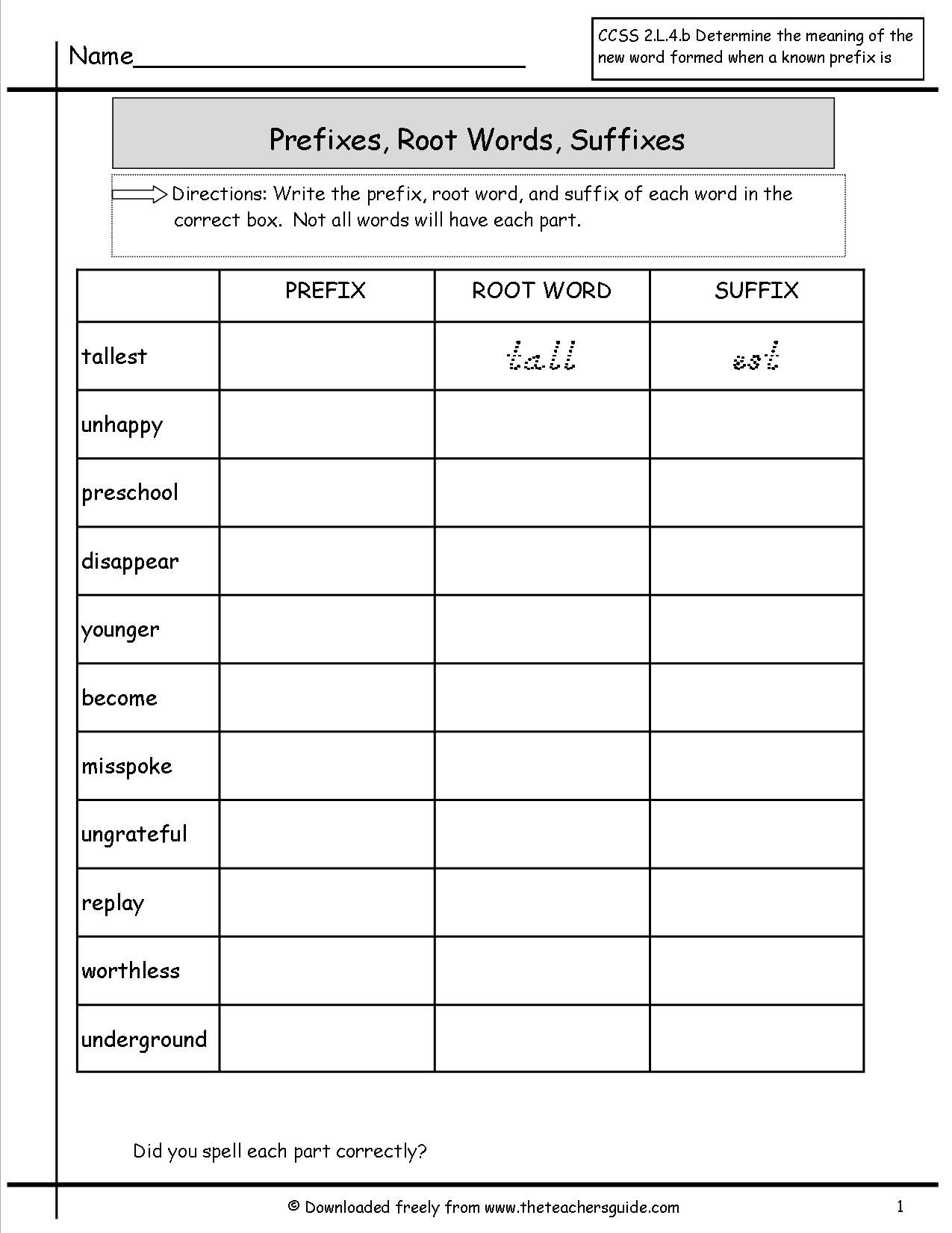 Free Printable Prefix And Suffix Worksheets