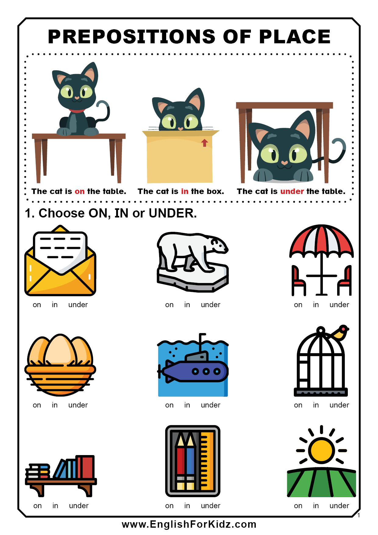 Free Printable Preposition Worksheets For Kids