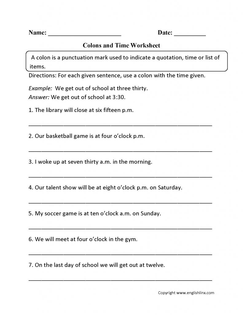 Free Printable Punctuation Worksheets For Middle School Printable