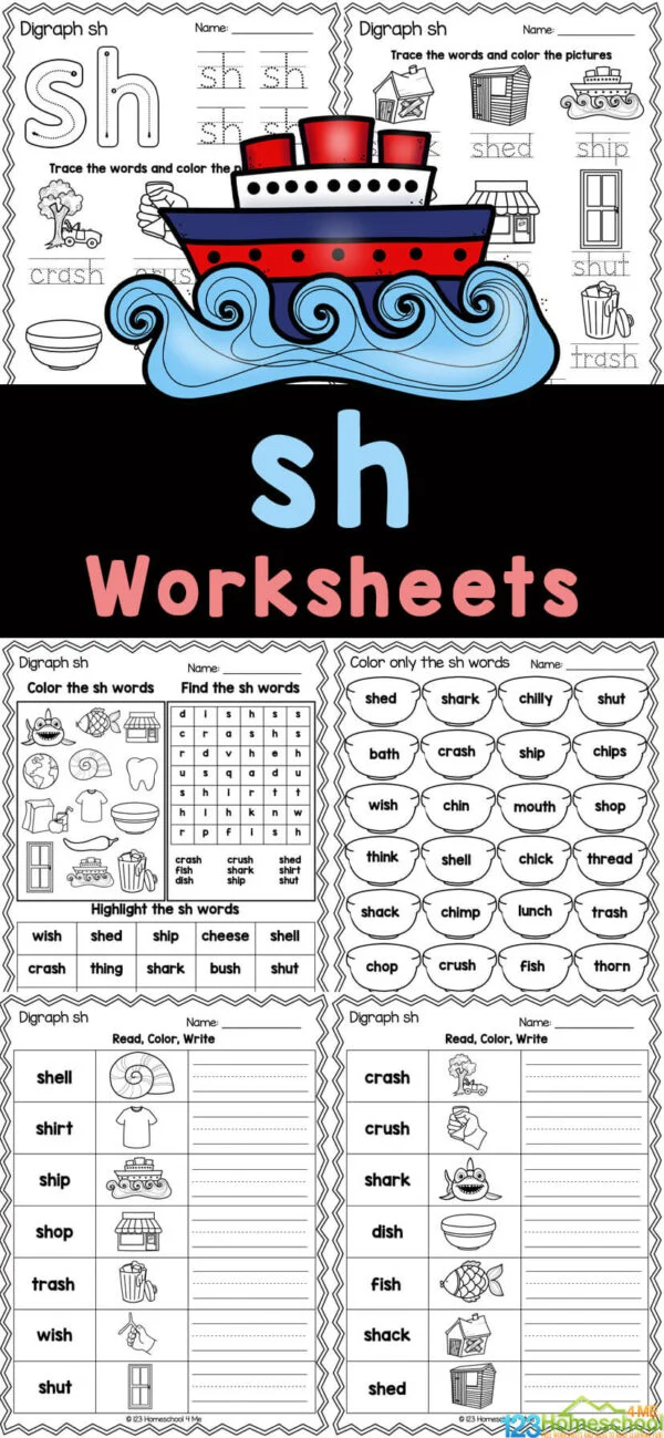 Free Printable Sh Sound Words Digraph Worksheets