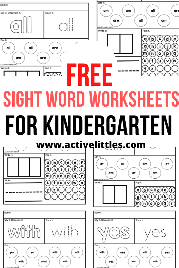 Free Printable Sight Word Worksheets For Kindergarten Active Littles